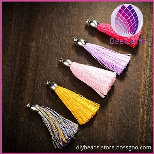 mixed colors silk tassel,mini silk Tassels with metal cap for bracelet
